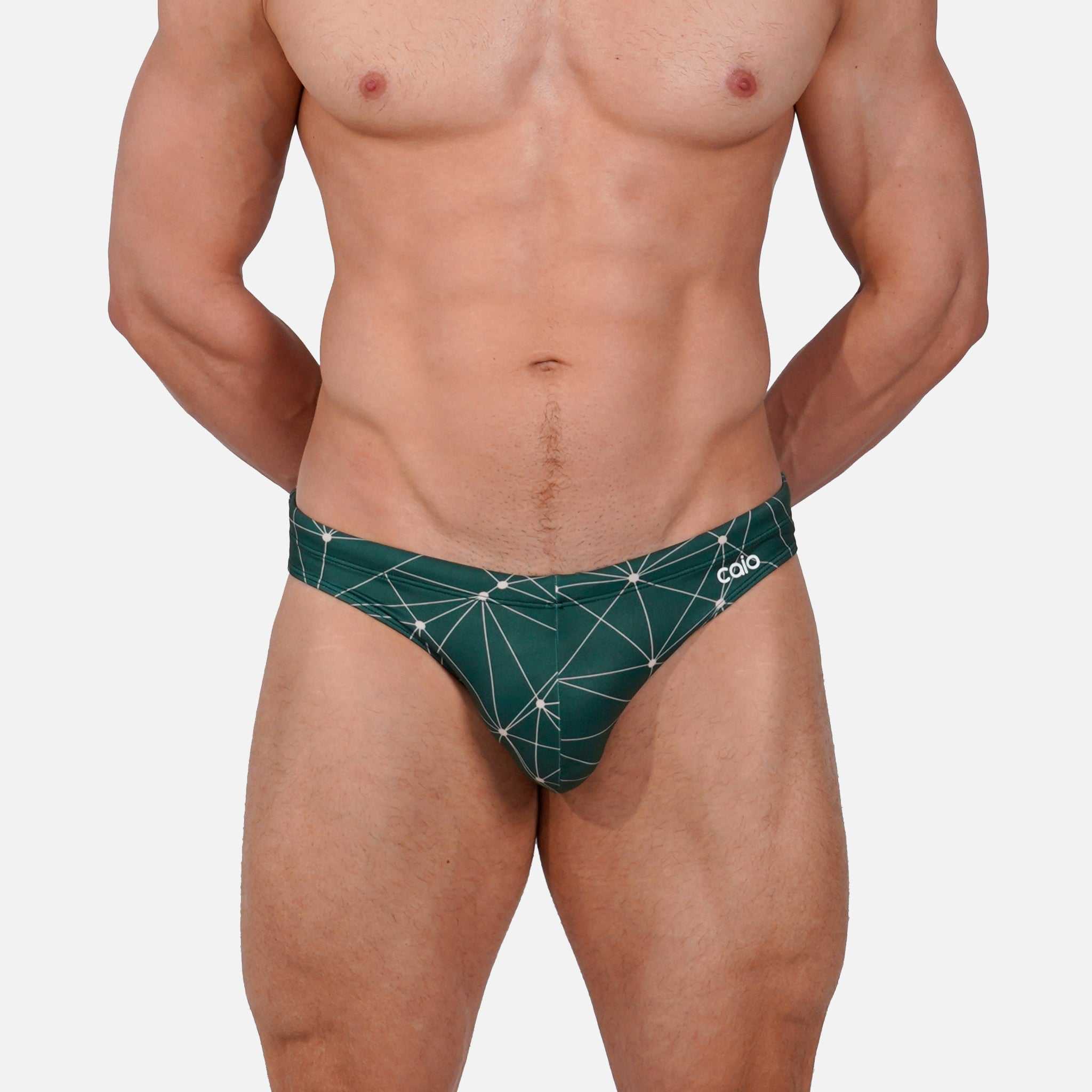 Model wearing Bikini Caio Brazilian swim brief in Starwood