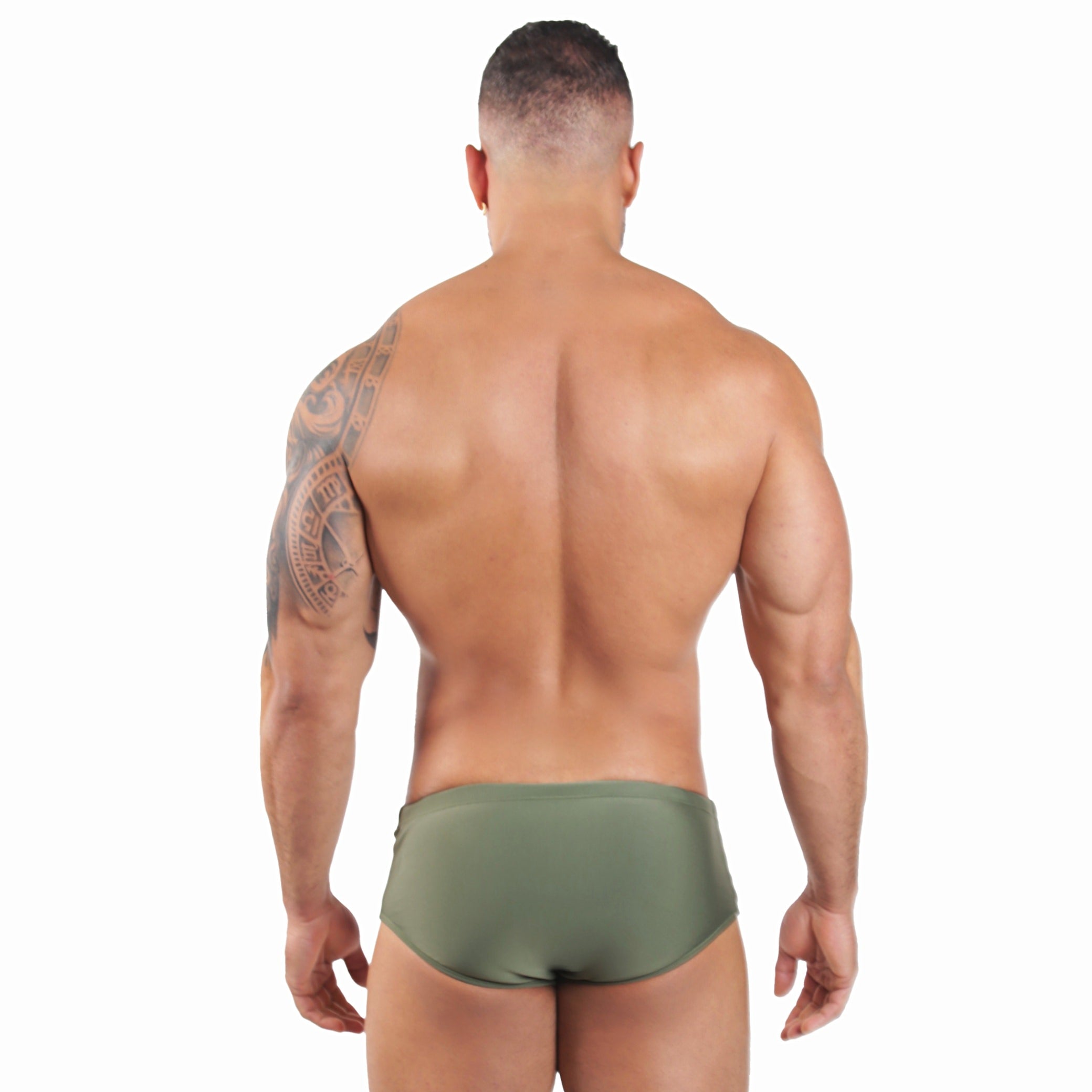 Caio Classic Olive — men's Brazilian swim brief, back view