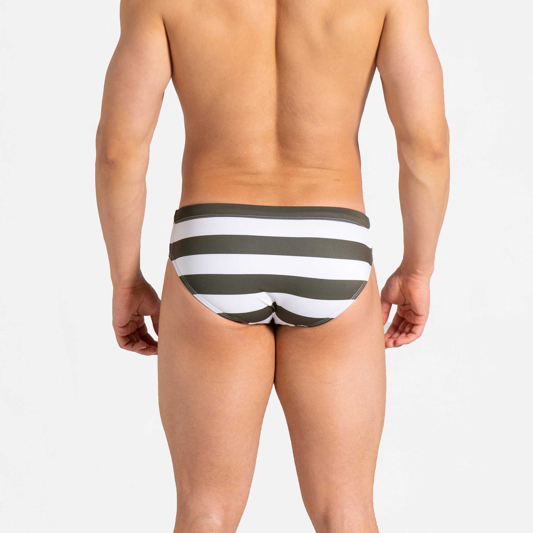 Swim Brief | Slim | Olive & Blanco Horizontal  - Authentic Brazilian Sunga