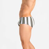 Swim Brief | Classic | Olive & Blanco Vertical - Authentic Brazilian Sunga