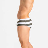 Swim Brief | Classic | Olive & Blanco Horizontal - Authentic Brazilian Sunga