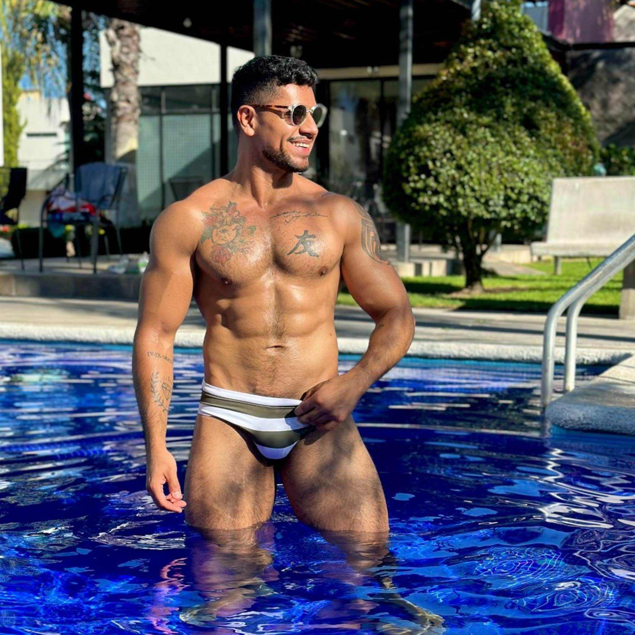 Swim Brief | Slim | Olive & Blanco Horizontal  - Authentic Brazilian Sunga