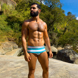 Swim Brief | Slim | Azul & Blanco Horizontal - Authentic Brazilian Sunga