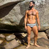 Swim Brief | Slim | Olive & Blanco Horizontal  - Authentic Brazilian Sunga