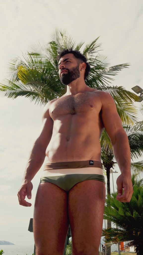 Abreu Clothing, Tricolor Collection, Men's Swim Brief, Brazilian Sunga, terra tres, safari tres